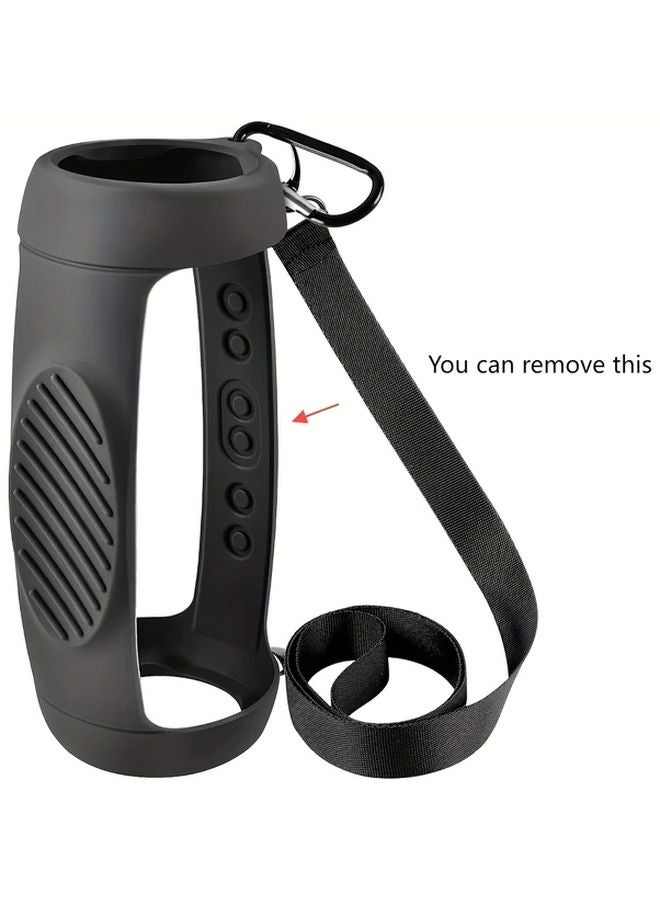 JBL Charge 5 Protective Case Cover Black Heavy Duty Soft Gel with Shoulder Strap - Image 3